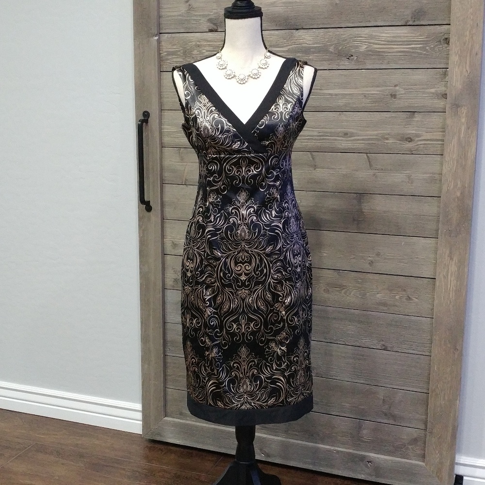Rena Rowan Black and Gold Dress sz 4